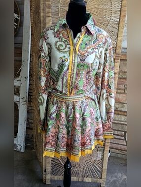 Women's Paisley Print Button-Front Dress in Multi-Color_M